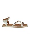 SANDALIAS PLANAS DE PIEL POPA CUBAGUA LAMINADO ORO