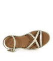 SANDALIAS PLANAS DE PIEL POPA CUBAGUA LAMINADO ORO
