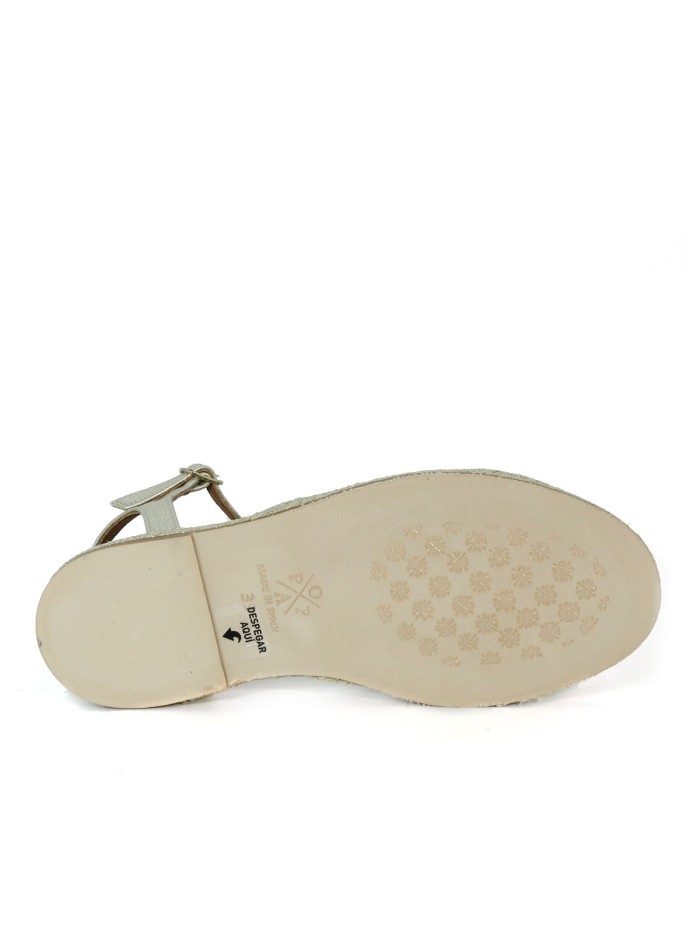 SANDALIAS PLANAS DE PIEL POPA CUBAGUA LAMINADO ORO
