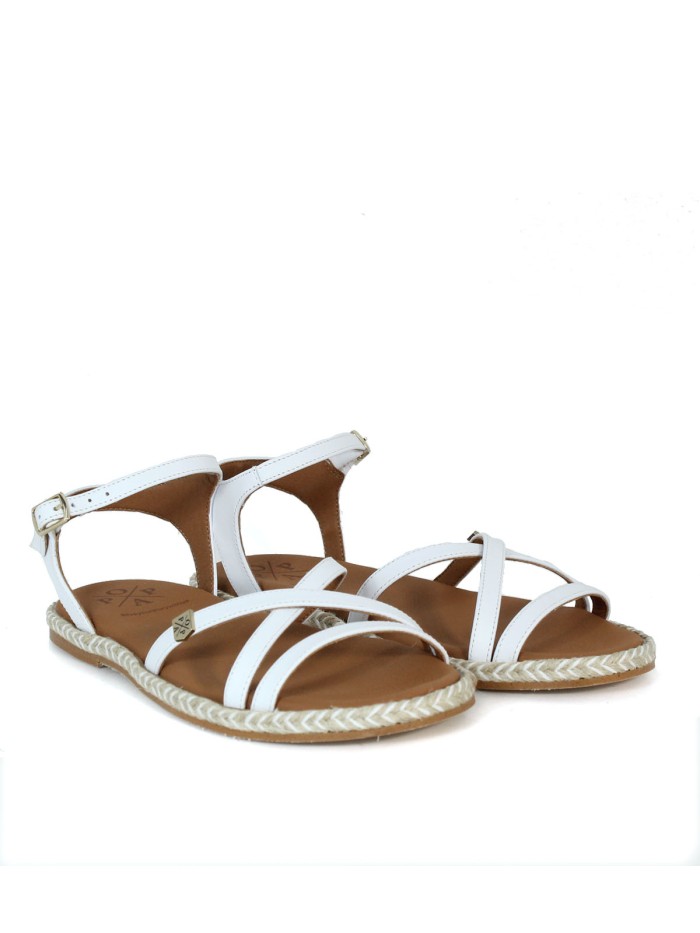 SANDALIAS PLANAS DE PIEL POPA CUBAGUA BLANCO