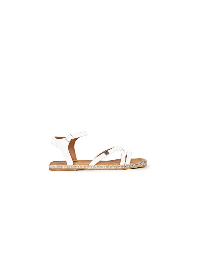 SANDALIAS PLANAS DE PIEL POPA CUBAGUA BLANCO