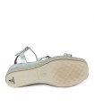SANDALIAS DE PIEL CON CUÑA POPA CARLOTI LAMINADO PLATA
