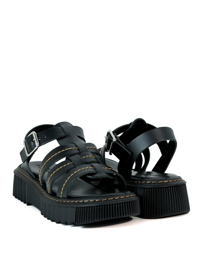 SANDALIAS DE PIEL ESPARANAS APLAUSO 5432 NEGRO