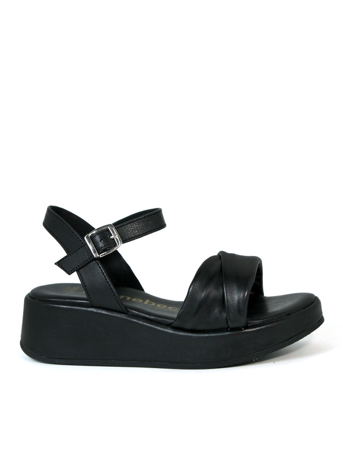 SANDALIAS DE PIEL PARA MUJER KENNEBEC QUEBEC-504 NEGRO