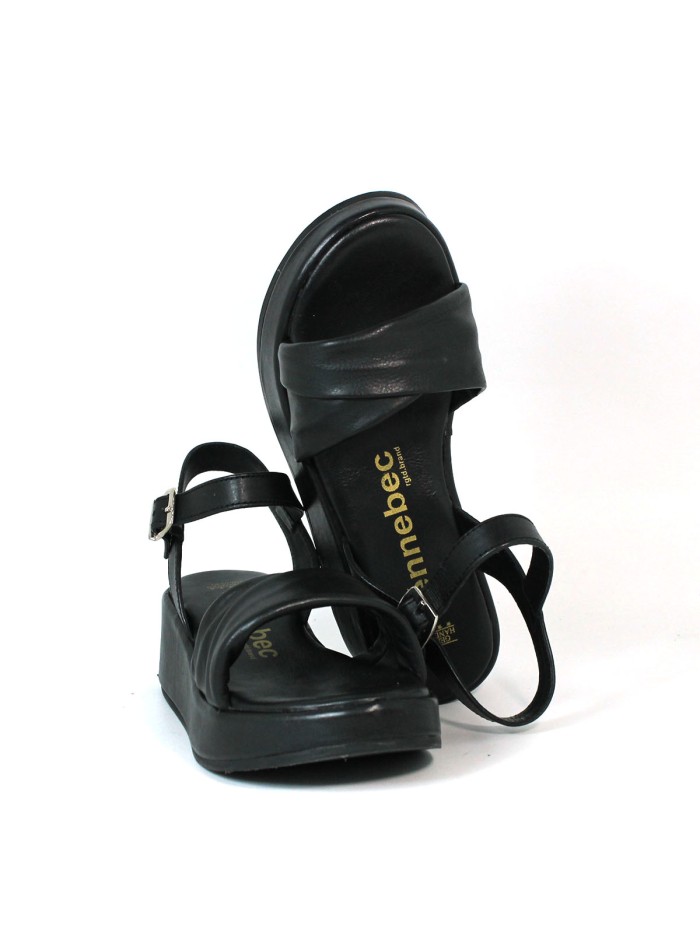 SANDALIAS DE PIEL PARA MUJER KENNEBEC QUEBEC-504 NEGRO