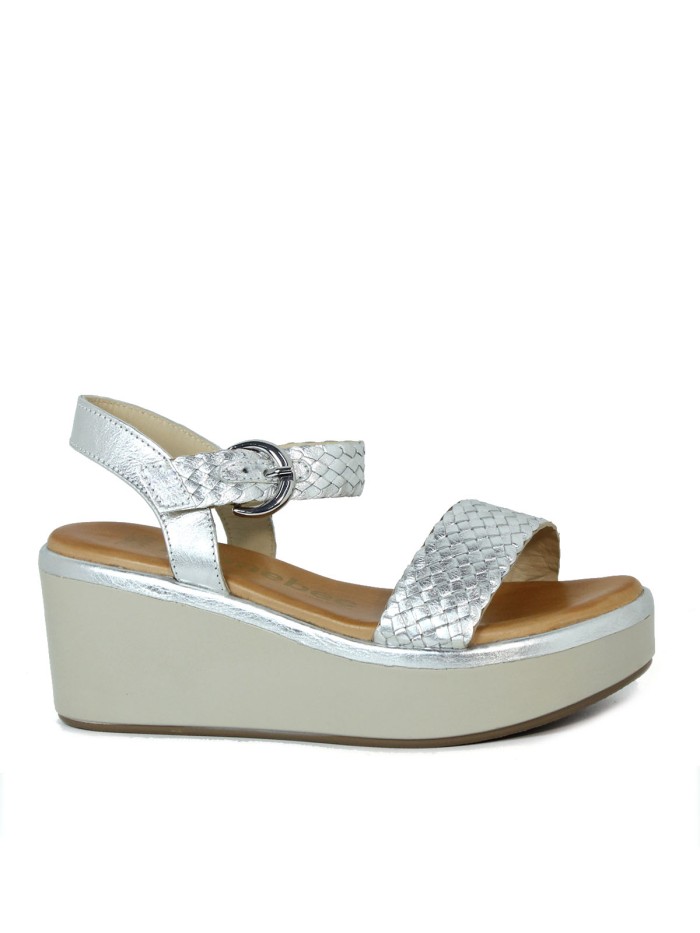 SANDALIAS DE PIEL METALIZADA PARA MUJER KENNEBEC QUEBEC-505 PLATA