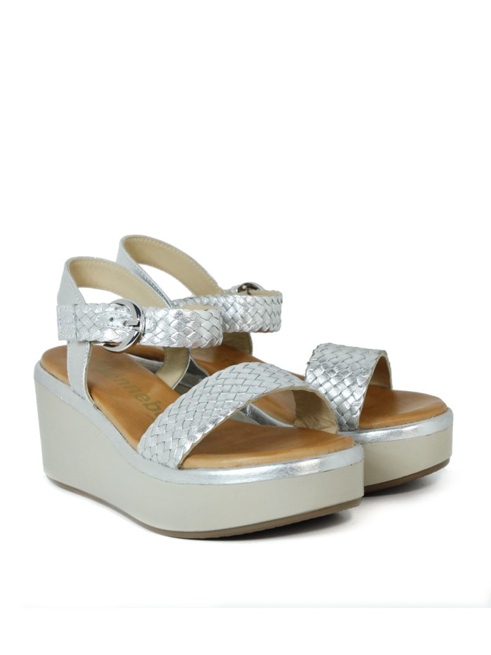 SANDALIAS DE PIEL METALIZADA PARA MUJER KENNEBEC QUEBEC-505 PLATA