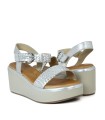 SANDALIAS DE PIEL METALIZADA PARA MUJER KENNEBEC QUEBEC-505 PLATA