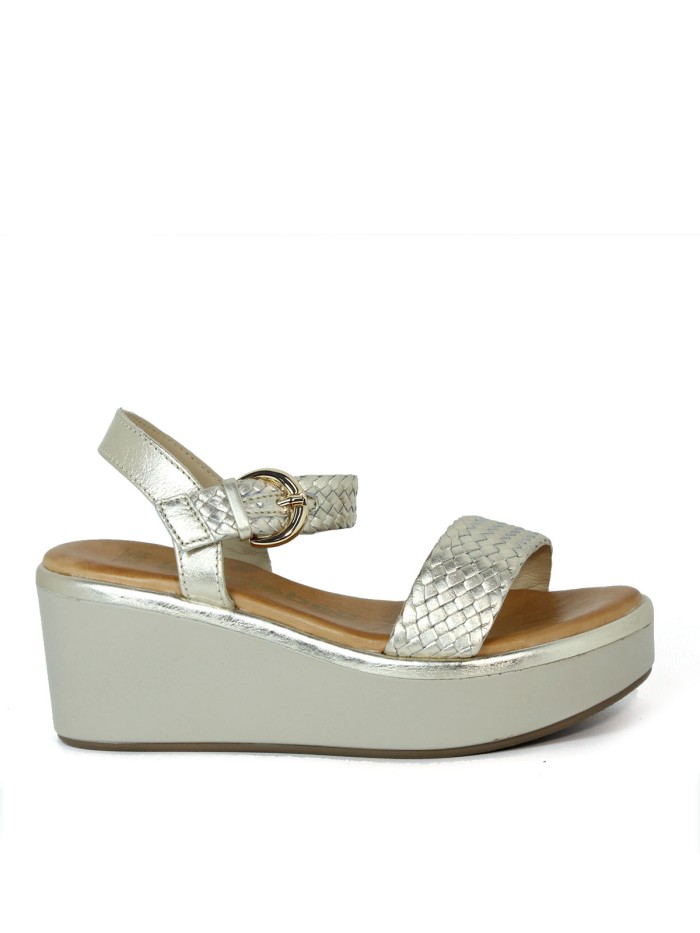SANDALIAS DE PIEL METALIZADA PARA MUJER KENNEBEC QUEBEC-505 ORO