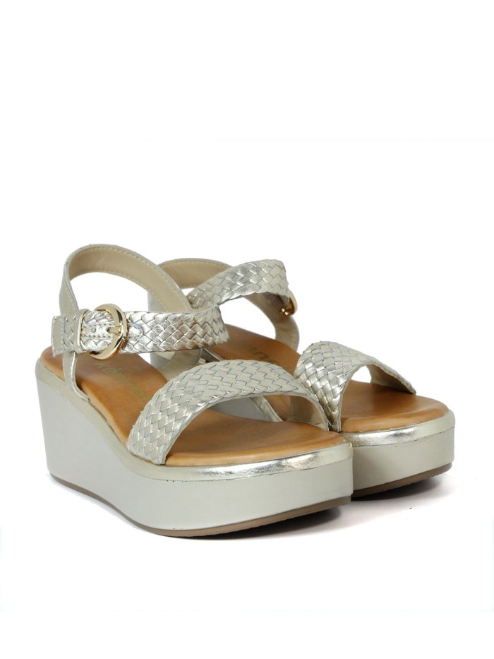 SANDALIAS DE PIEL METALIZADA PARA MUJER KENNEBEC QUEBEC-505 ORO