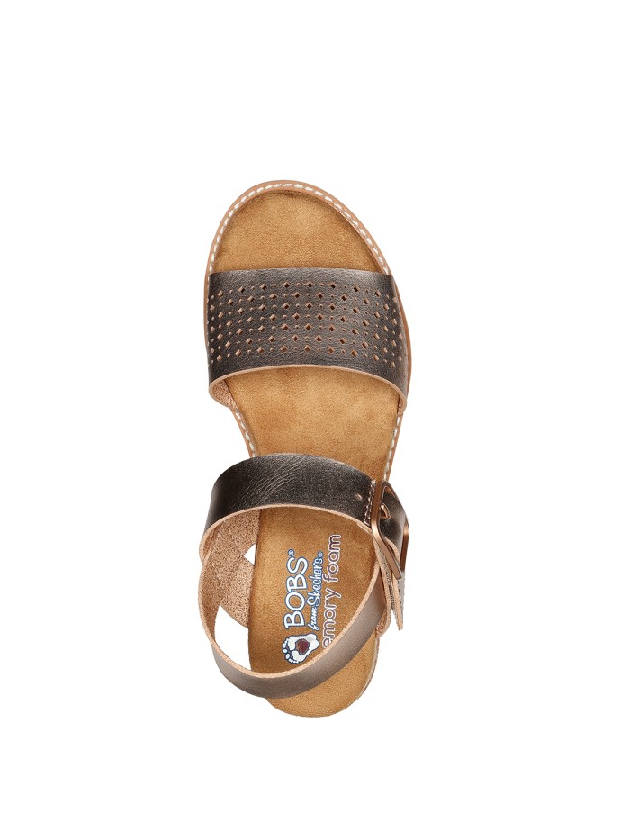 SANDALIAS DE CUÑA SKECHERS BOBS Desert Kiss - Goldie Glam ORO