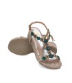 SANDALIAS DE CUÑA CON PEDRERÍA ST GALLEN ERICE TAUPE
