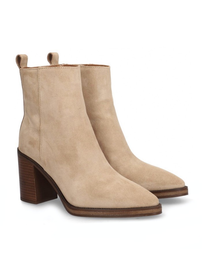 BOTÍN DE TACÓN EN PIEL DE SERRAJE BEIGE ALPE CORDA 5221-1122