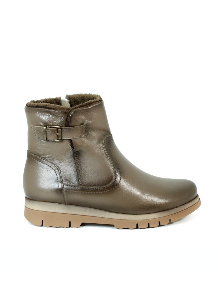 BOTINES DE PIEL PARA MUJER CON CREMALLERA APLAUSO 222061 TAUPE