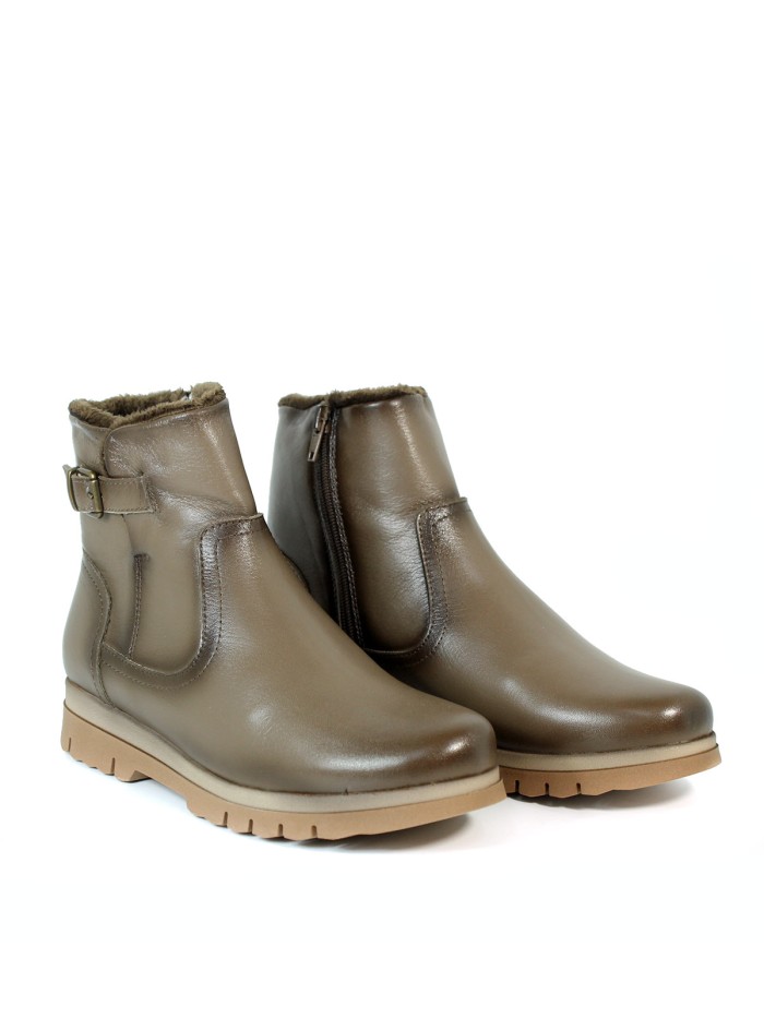 BOTINES DE PIEL PARA MUJER CON CREMALLERA APLAUSO 222061 TAUPE