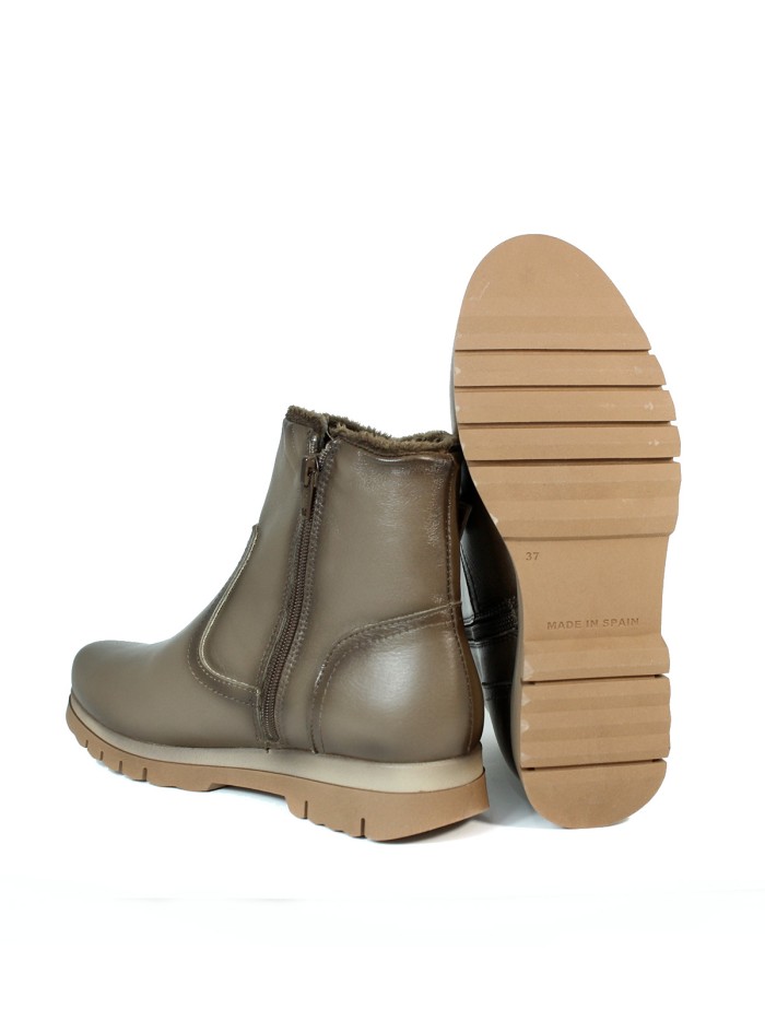 BOTINES DE PIEL PARA MUJER CON CREMALLERA APLAUSO 222061 TAUPE