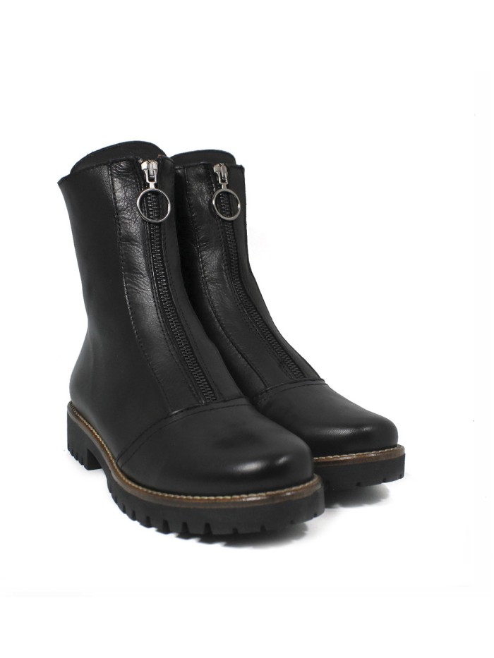 BOTINES DE PIEL PARA MUJER CON CREMALLERA CENTRAL APLAUSO 23844 NEGRO