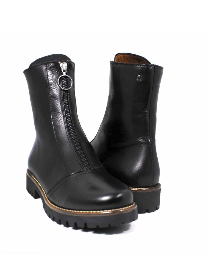 BOTINES DE PIEL PARA MUJER CON CREMALLERA CENTRAL APLAUSO 23844 NEGRO