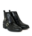 BOTINES DE PIEL CON HEBILLAS DE MUJER APLAUSO SIERRA 36006 NEGRO