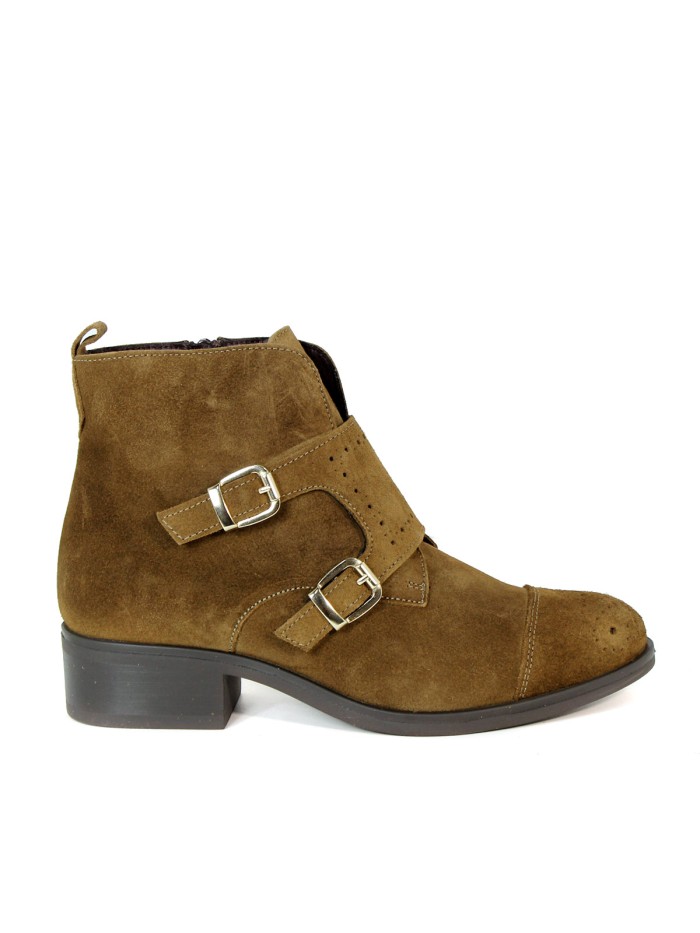 BOTINES DE SERRAJE CON HEBILLAS DE MUJER APLAUSO TEKA 36006 CAMEL