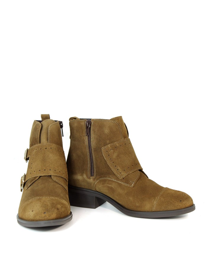 BOTINES DE SERRAJE CON HEBILLAS DE MUJER APLAUSO TEKA 36006 CAMEL