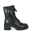 BOTA MILITAR DE PIEL NEGRA APLAUSO 04 CON CORDONES Y CREMALLERA