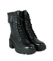 BOTA MILITAR DE PIEL NEGRA APLAUSO 04 CON CORDONES Y CREMALLERA
