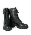 BOTA MILITAR DE PIEL NEGRA APLAUSO 04 CON CORDONES Y CREMALLERA