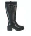 BOTA DE PIEL NEGRA DE CAÑA ALTA PARA MUJER APLAUSO 03