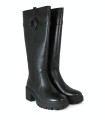 BOTA DE PIEL NEGRA DE CAÑA ALTA PARA MUJER APLAUSO 03