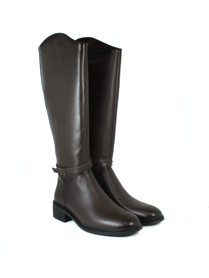 BOTA DE MONTAR DE CAÑA ALTA MARRÓN EN PIEL APLAUSO 02