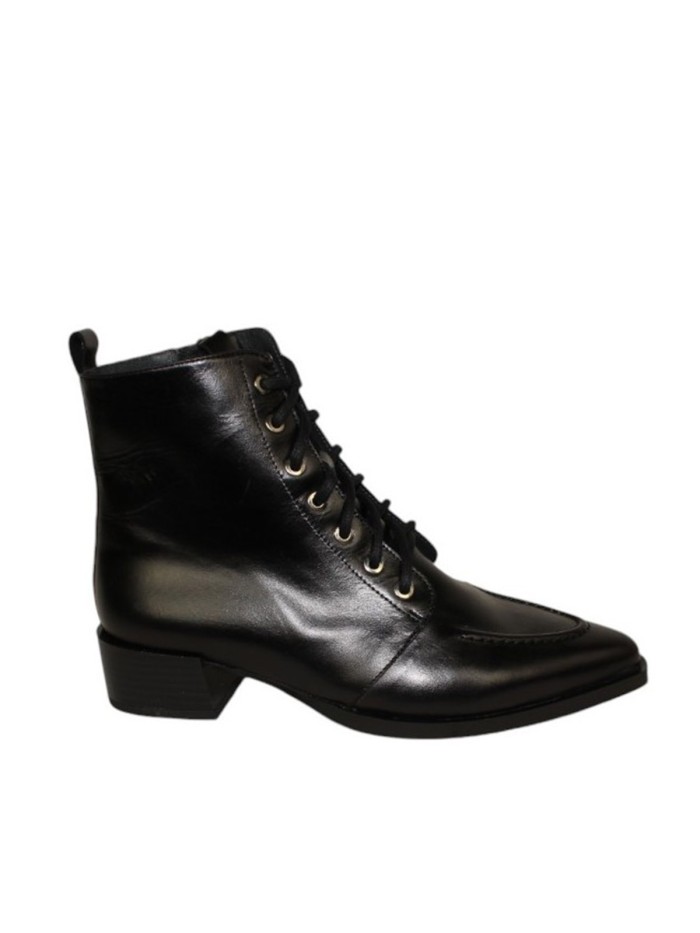 BOTÍN DE CORDONES EN PIEL NEGRO DANSI AJAX 6925