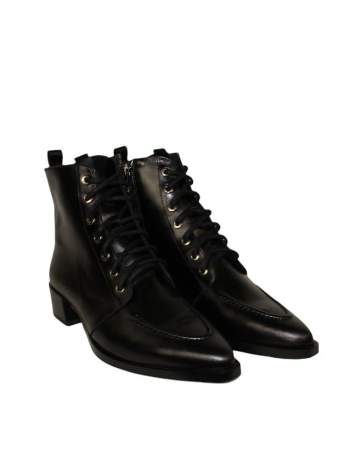 BOTÍN DE CORDONES EN PIEL NEGRO DANSI AJAX 6925