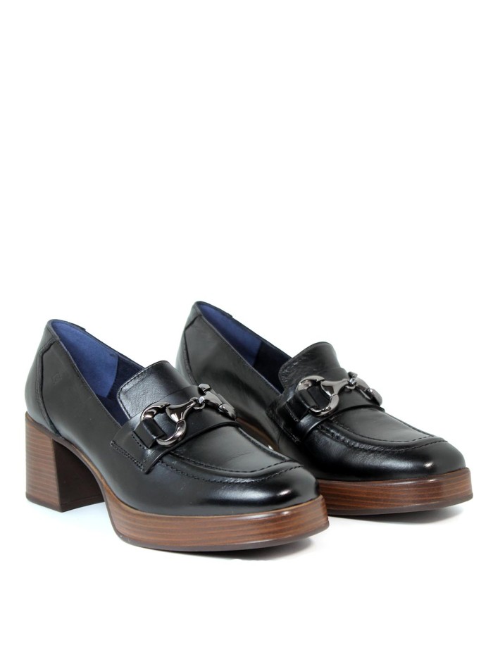 MOCASÍN NEGRO DE TACÓN DORKING CRISTEL D9155