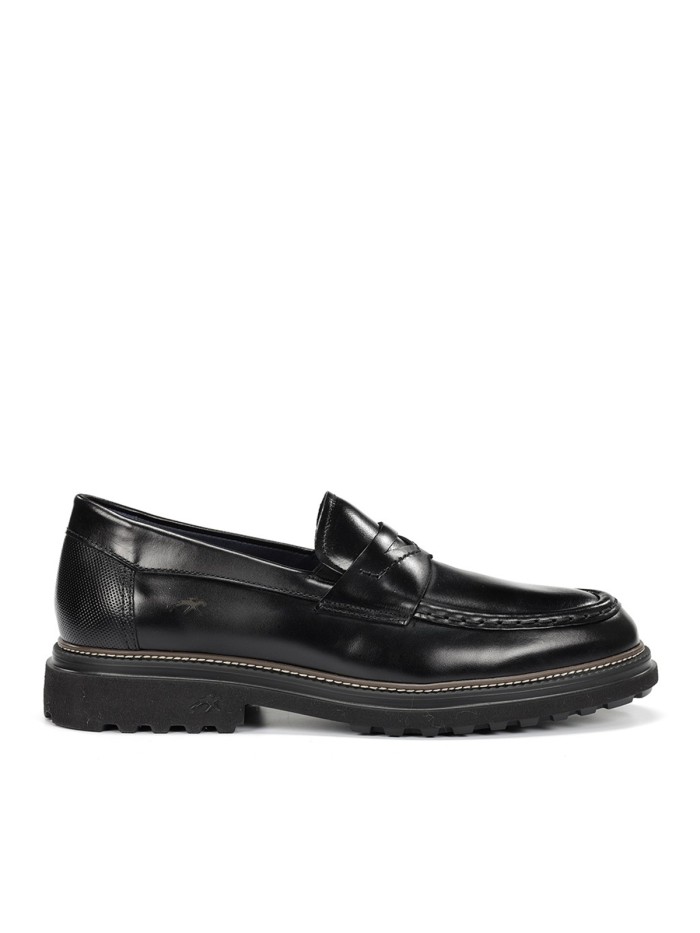 MOCASÍN NEGRO DE PIEL CON ANTIFAZ FLUCHOS LINCON F2058