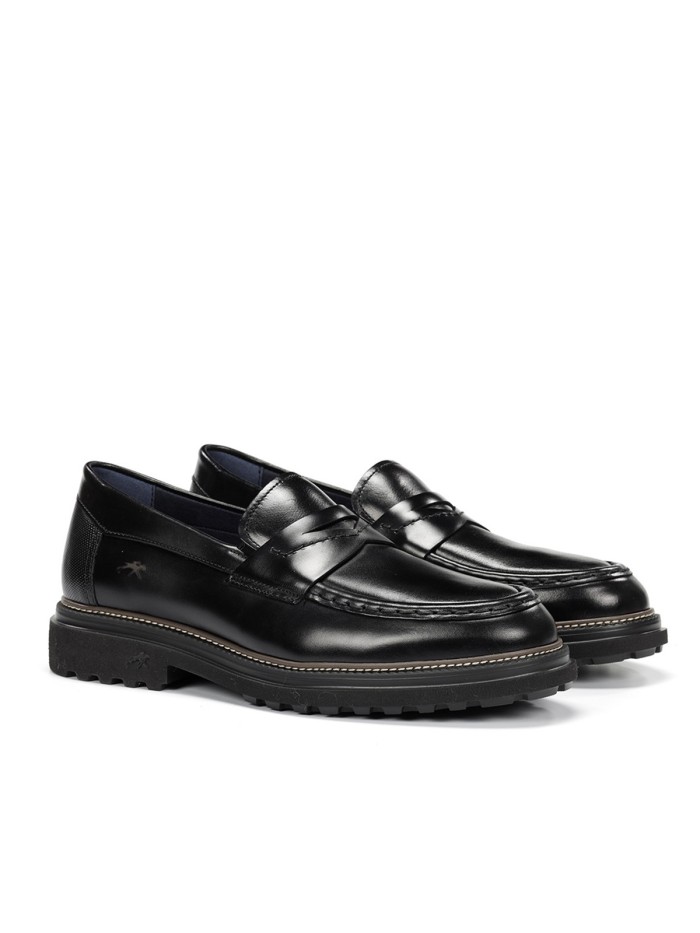 MOCASÍN NEGRO DE PIEL CON ANTIFAZ FLUCHOS LINCON F2058