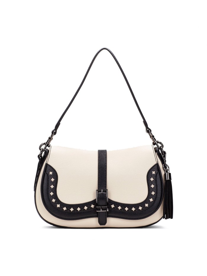 BOLSO DE HOMBRO CON TROQUELES HISPANITAS BI243536 NEGRO-BEIGE