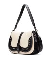 BOLSO DE HOMBRO CON TROQUELES HISPANITAS BI243536 NEGRO-BEIGE