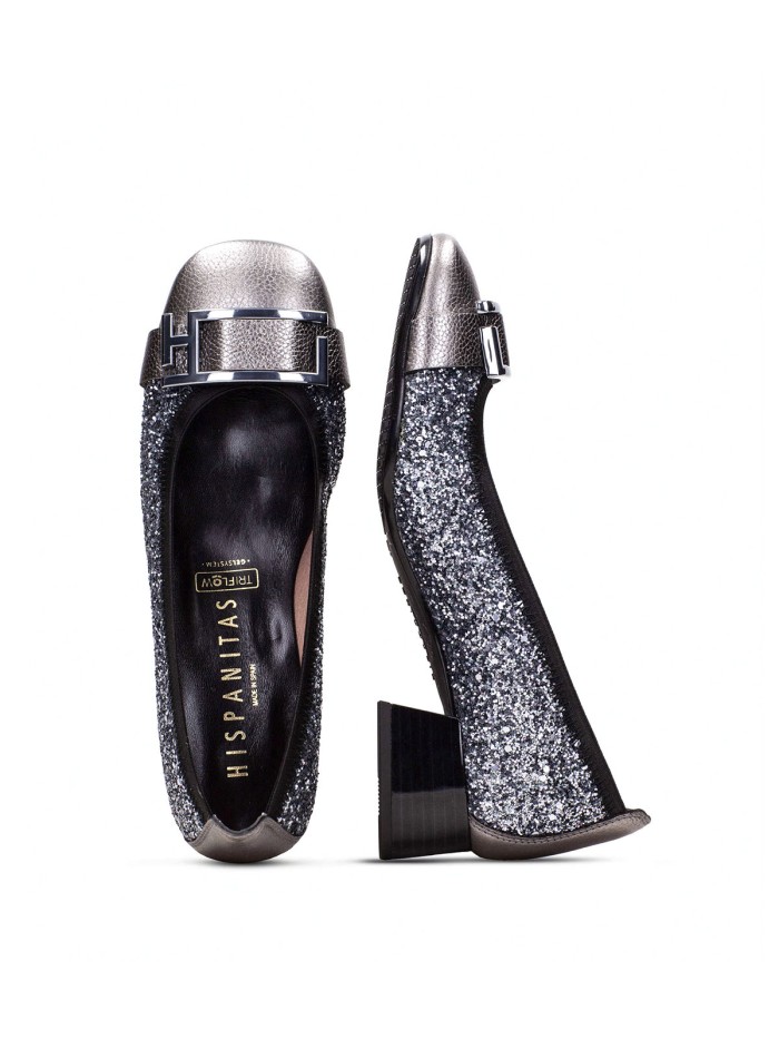 BAILARINA DE TACÓN CON GLITTER HISPANITAS MANILA HI243685 PLOMO