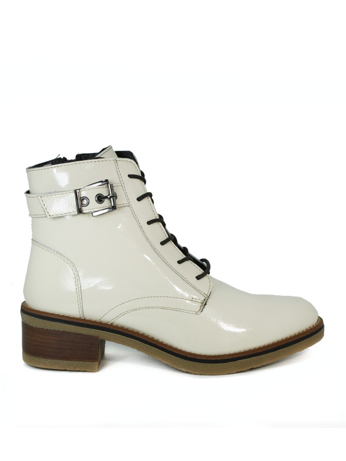 BOTÍN DE PIEL BEIGE CON CORDONES PORRONET L-307