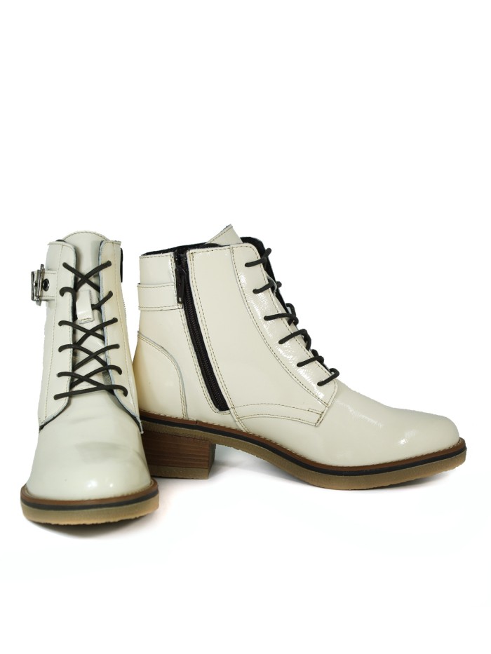BOTÍN DE PIEL BEIGE CON CORDONES PORRONET L-307