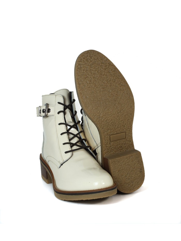 BOTÍN DE PIEL BEIGE CON CORDONES PORRONET L-307